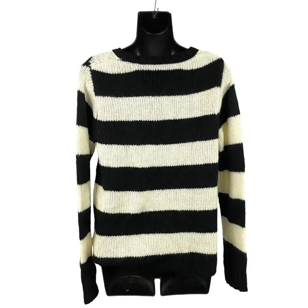 Justice Sequin Critter Fox Black White Striped Sweater Size 20